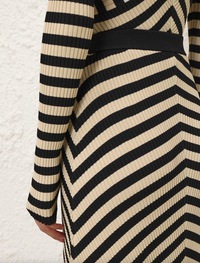 Zimmermann Skirt Valiant Deco Stripe Midi Skirt, Black and Cream Soho-Boutique