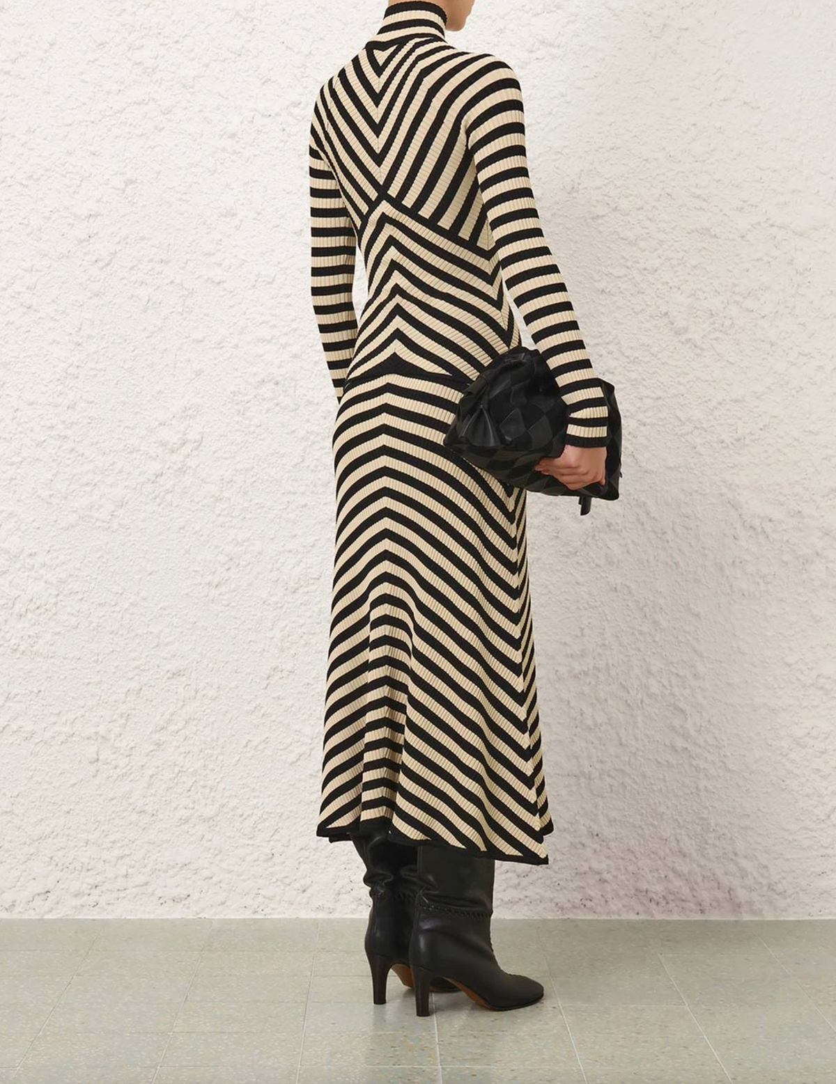 Zimmermann Skirt Valiant Deco Stripe Midi Skirt, Black and Cream Soho-Boutique