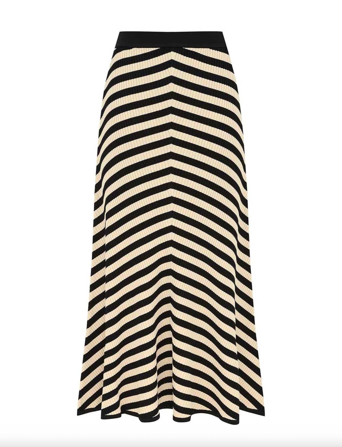 Zimmermann Skirt Valiant Deco Stripe Midi Skirt, Black and Cream Soho-Boutique