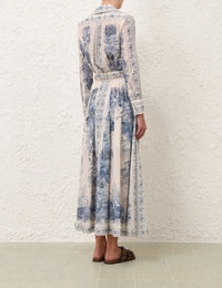 Zimmermann Skirt Wanderlust A-Line Maxi Skirt, Blue Toile Soho-Boutique