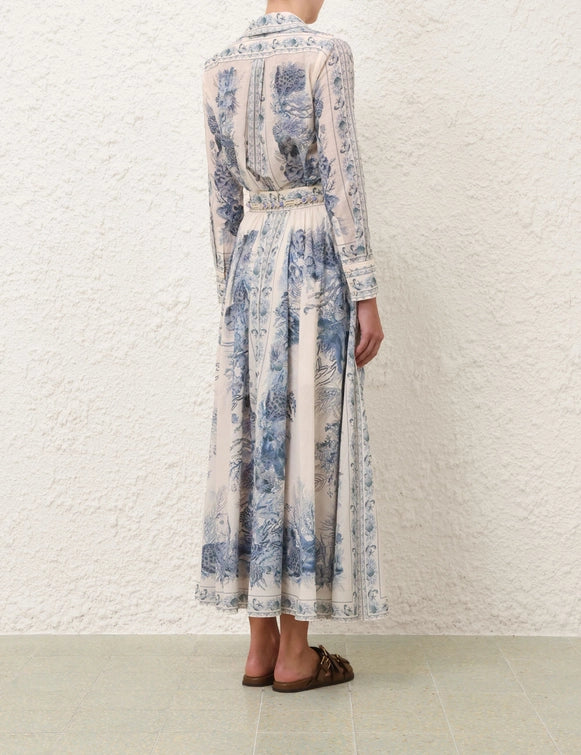 Zimmermann Skirt Wanderlust A-Line Maxi Skirt, Blue Toile Soho-Boutique