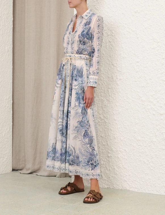 Zimmermann Skirt Wanderlust A-Line Maxi Skirt, Blue Toile Soho-Boutique