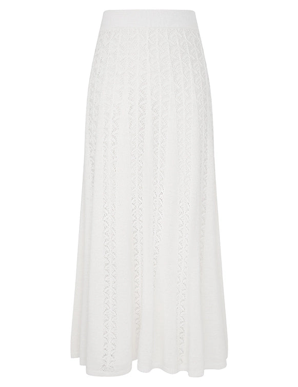 Zimmermann Skirt Wylie Flared Knit Skirt, Ivory Soho-Boutique