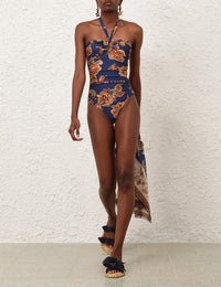 Zimmermann Swim Aster Wide Link 1PC, Navy Jacobean Soho-Boutique