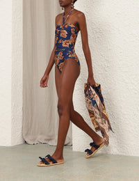 Zimmermann Swim Aster Wide Link 1PC, Navy Jacobean Soho-Boutique