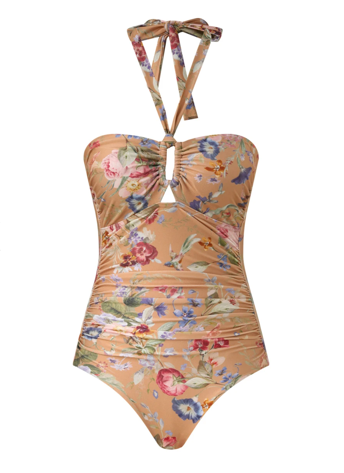 Zimmermann Swim Patience Wide Link 1PC, Tan Floral Soho-Boutique