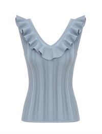 Zimmermann tank Aster Metallic Frill Top, Metallic Blue Soho-Boutique