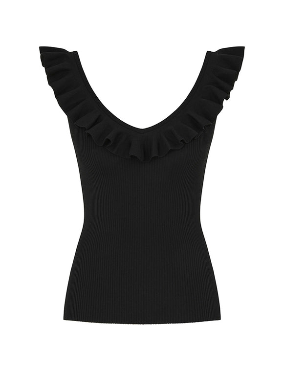 Zimmermann Top Awaken Frill Top, Black Soho-Boutique