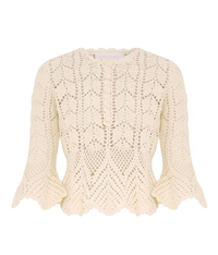 Zimmermann Top Awaken Lace Crochet Top, Cream Soho-Boutique