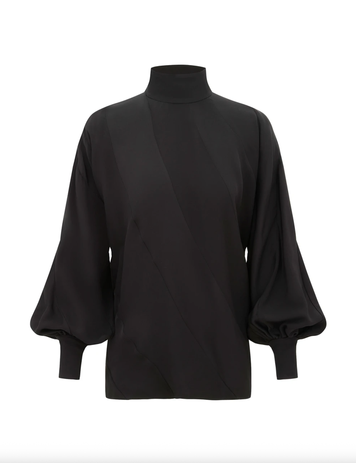 Zimmermann Top Bias Blouse, Black Soho-Boutique