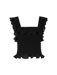 Zimmermann Top Illuminate Lace Frill Cami, Black Soho-Boutique