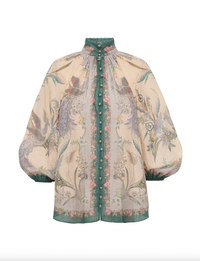 Zimmermann Top Indra Billow Blouse, Cream Scarf Floral Soho-Boutique