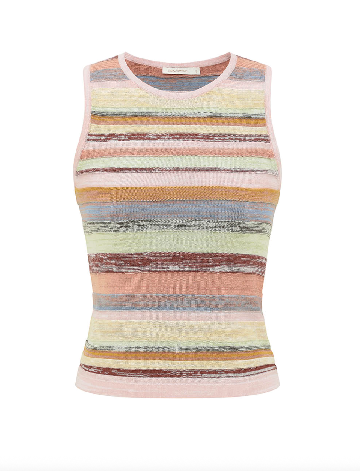 Zimmermann Top Luna Mouline Racer Tank, Multi Stripe Soho-Boutique