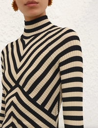 Zimmermann Top Valiant Deco Stripe Top, Black and Cream Soho-Boutique