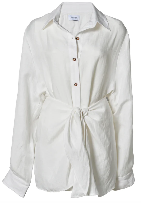 Anemos Dress The L.A. Button Down Mini Wrap Dress, White Soho-Boutique