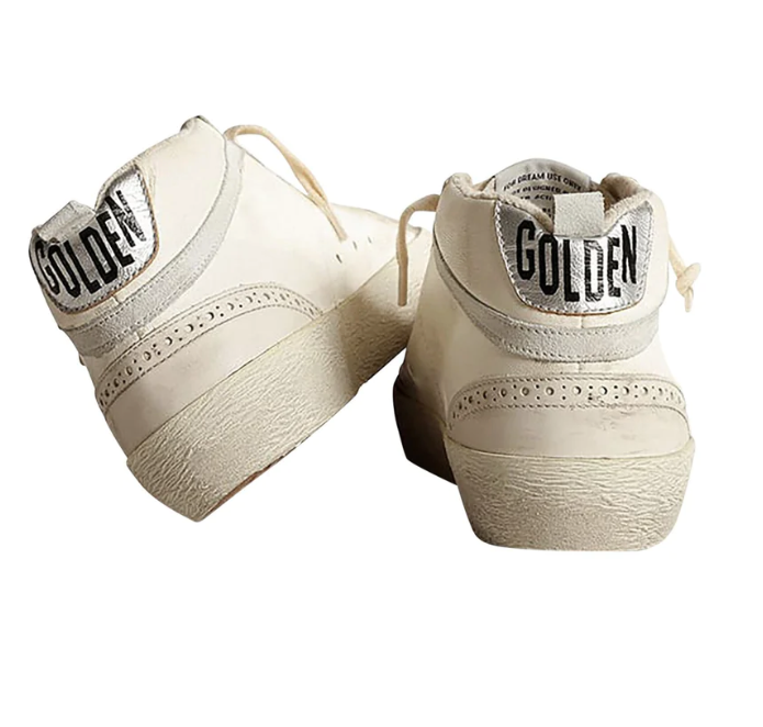Golden Goose Deluxe Brand Shoes Mid Star Nappa Upper Leather Toe Star, Cream/Milky/Green/White Soho-Boutique