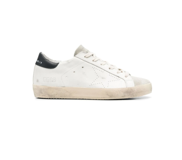 Golden Goose Deluxe Brand Sneakers Super-Star Leather and Suede Skate, Ice/Black Soho-Boutique