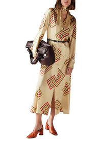 Momoni Dress Cocomilio Dress, Cream Brown Soho-Boutique