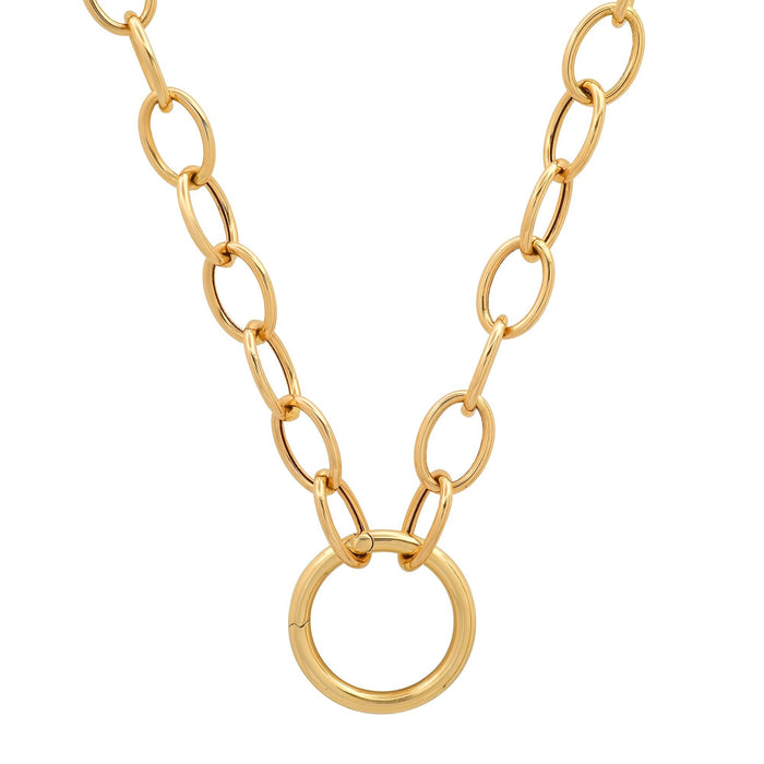 SHYLEE ROSE Necklace Toggle Chain w/ Solid Gold Charm Ring Holder Soho-Boutique