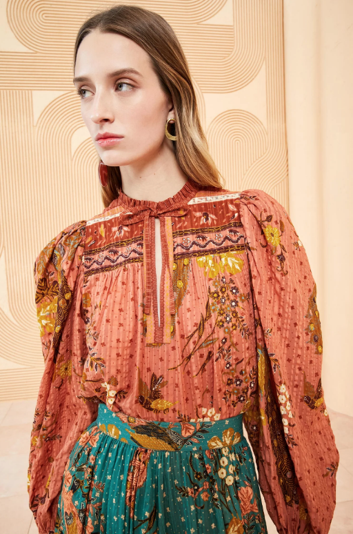 Ulla Johnson Top Rana Blouse, Cardinal Soho-Boutique